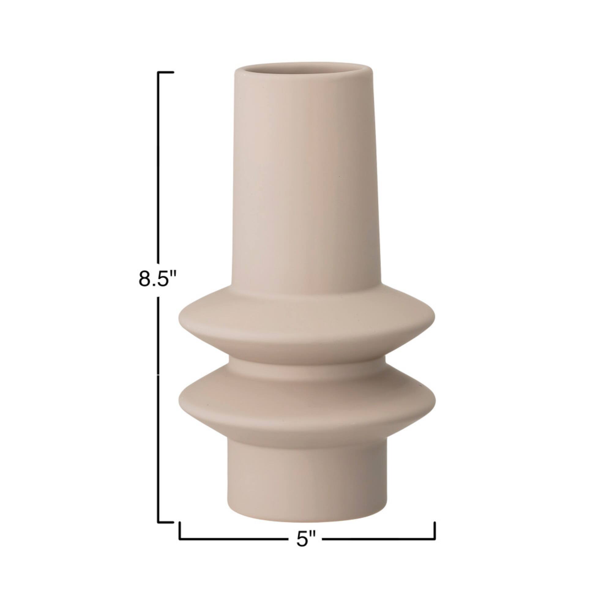 Hello Honey® 9" Taupe Modern Sculptural Stoneware Vase with Latex Glaze
